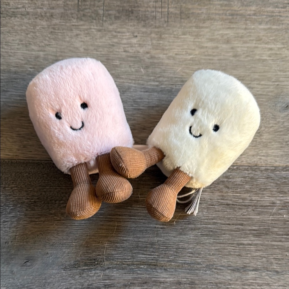 Jellycat Plush Smiling Marshmallow Toy Set - Pink and Cream